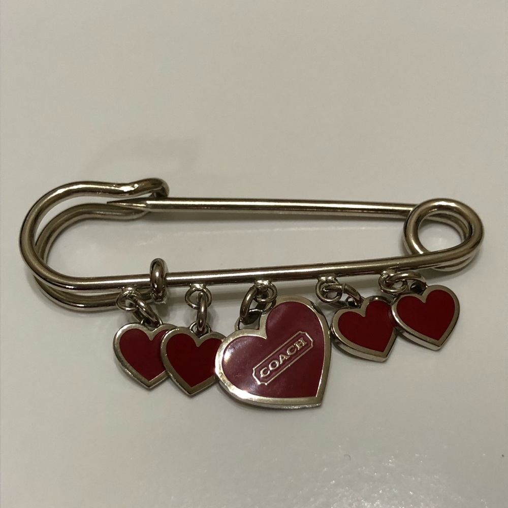 Coach Heart Safety Pin Brooch